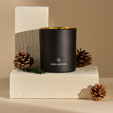 Paradise Palms coconut soy candle with cedarwood, jasmine, and raspberry in glass jar with clean-burning cotton wick