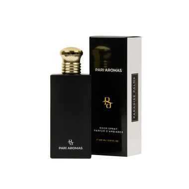 Paradise Palms natural air freshener with jasmine, raspberry, and cedarwood in a clear bottle for tropical home scent spray