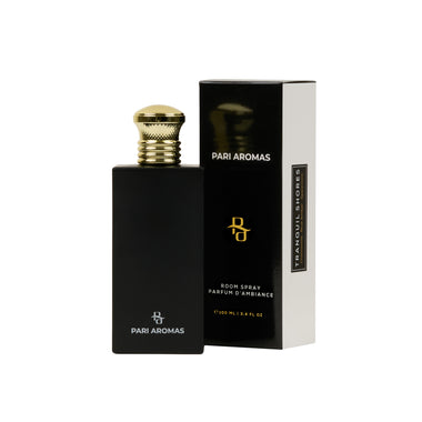 Tranquil Shores natural air freshener with chamomile, blue amber, and spearmint in a clear bottle for a calming home fragrance spray