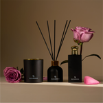 Aromatherapy scent diffuser with black currant, rosewater, and pink sugar to create a soothing, soulful ambiance