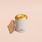 Seaside Bonfire candle with smoky palo santo, white cedar, and glowing embers accord for a grounding, coastal-inspired burn